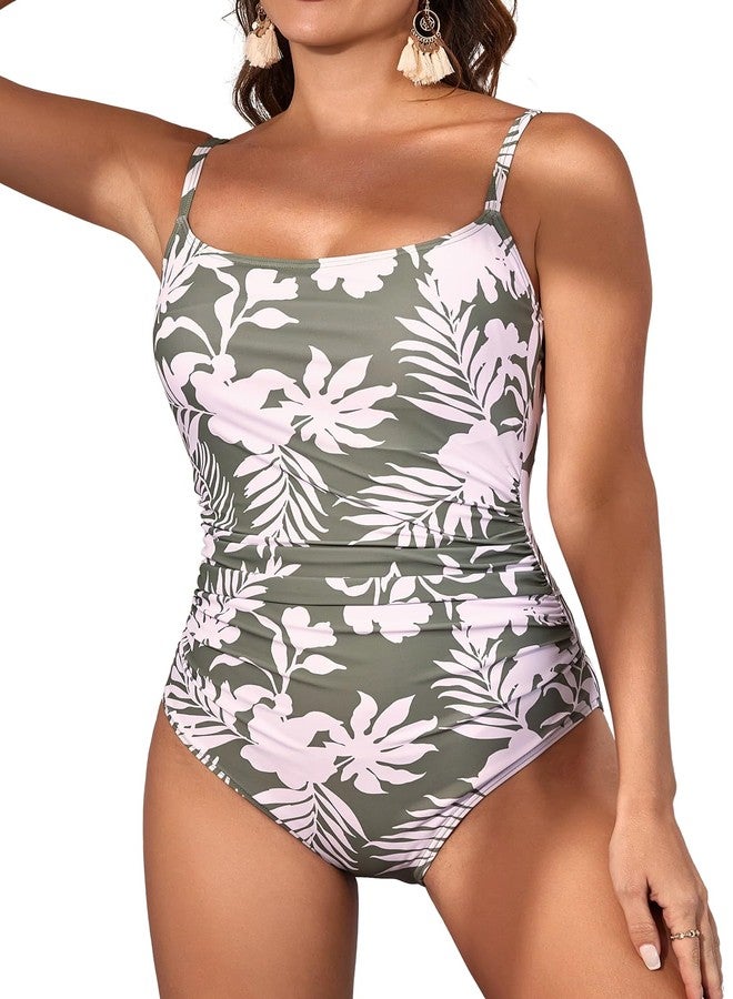 Eomenie Women's One Piece Swimsuits Tummy Control Ruched Bathing Suit 1 Piece Swimwear - Image 1